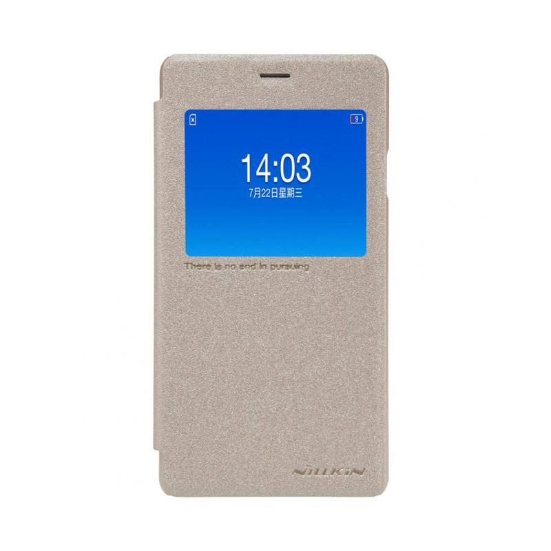Nillkin Sparkle Leather Flip Cover Casing for Oppo Joy (A11) Gold