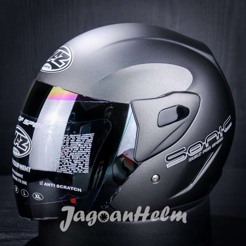 Jual MAZ HELM SONIC | GUNMETAL DOFF | HALF FACE SINGE VISOR ...