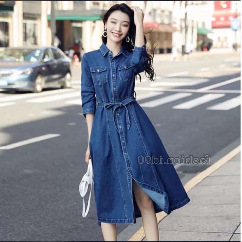 Dress shop denim wanita