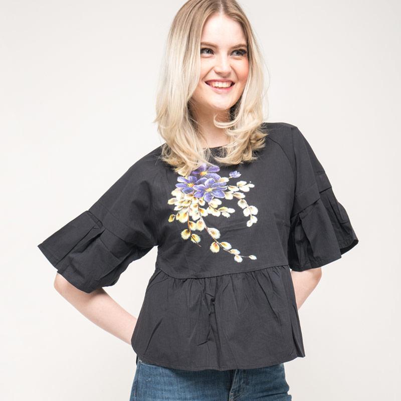 Atasan wanita blouse baju off shoulder morina lace top. Jual Seyes V59017690 Tumblr Blouse Wanita Hitam Online April 2021 Blibli