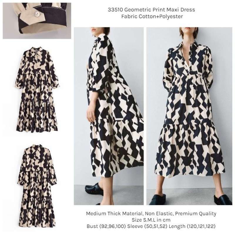 Ongkir Geometric Print Maxi Dress (Size 