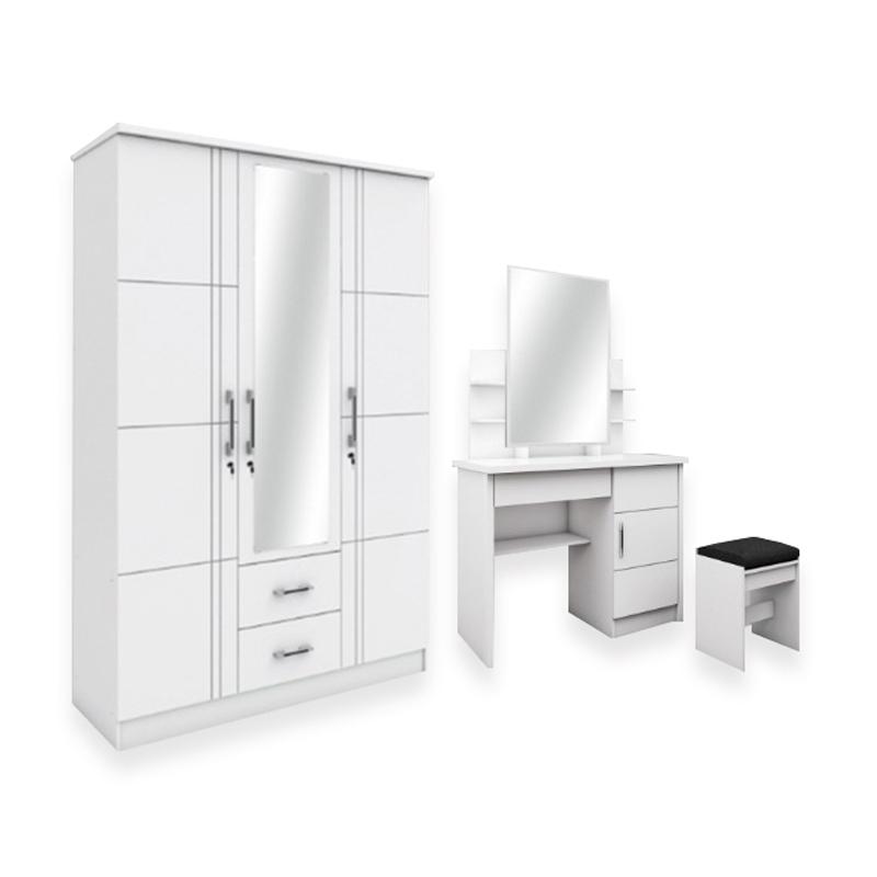 Jual Best Furniture Bw008 Lemari Pakaian 3 Pintu Mr001 Persegi Meja Rias Paket Hemat 06 Set Bundle Online September 2020 Blibli Com