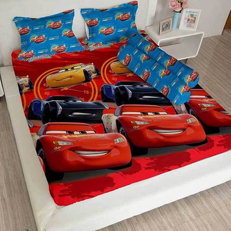 lady rose motif cars racing set sprei anak laki laki multicolor original size single 120 x 200 cm