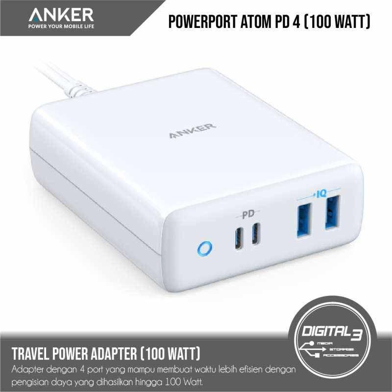 Jual Anker Powerport Atom Pd 4 Charger 100w 4 Ports 2 Type C Pd 2 Usb Online September 2020 Blibli Com