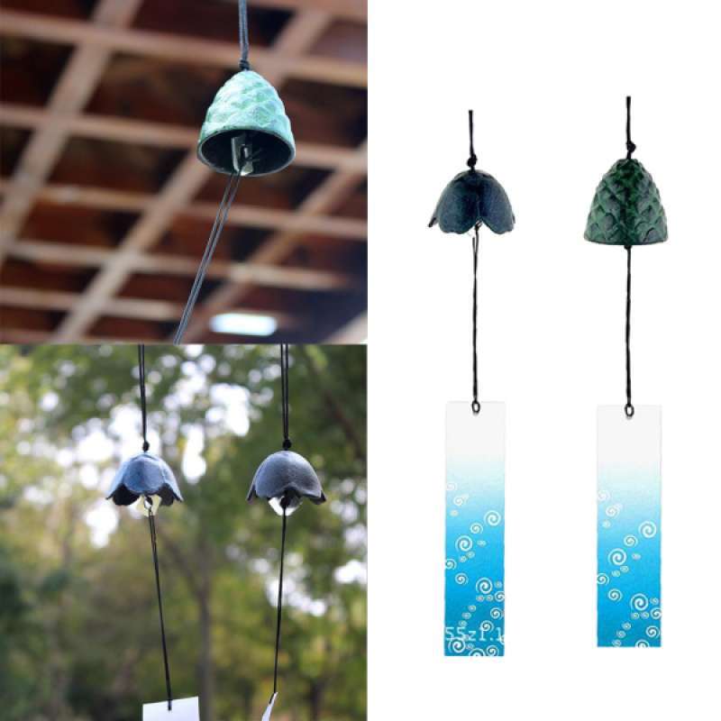 Traditional Japanese Iwachu Cast Iron Bell Wind Chimes Round-Shaped Green 