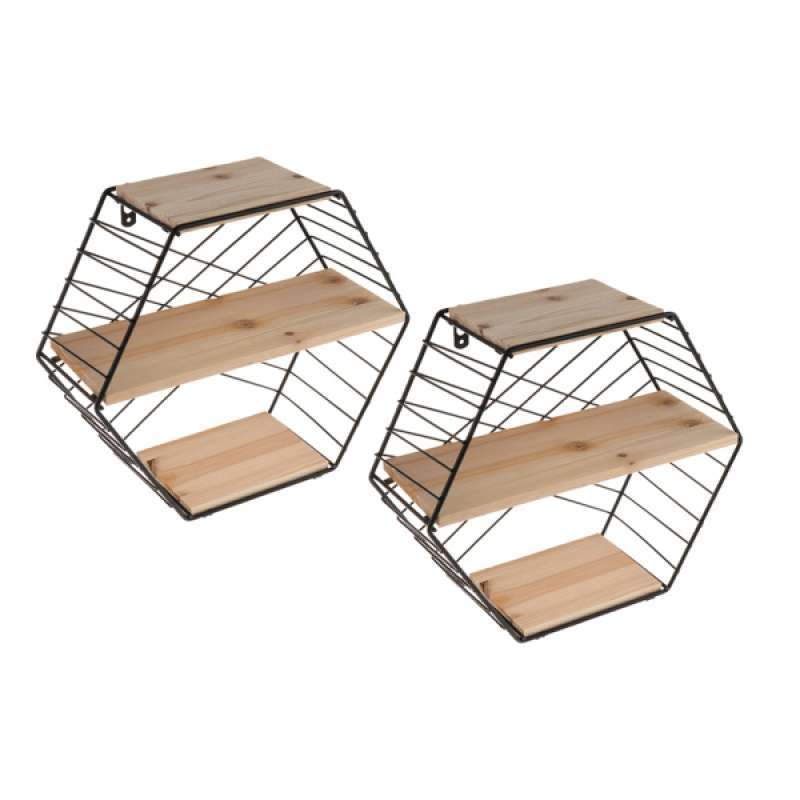 Jual 2pcs Wall Shelf Iron Wooden Decorative Storage Rack Succulents Holder Black Terbaru Juli 2021 Blibli Jual 2pcs Wall Shelf Iron Wooden, Wall Storage Rack