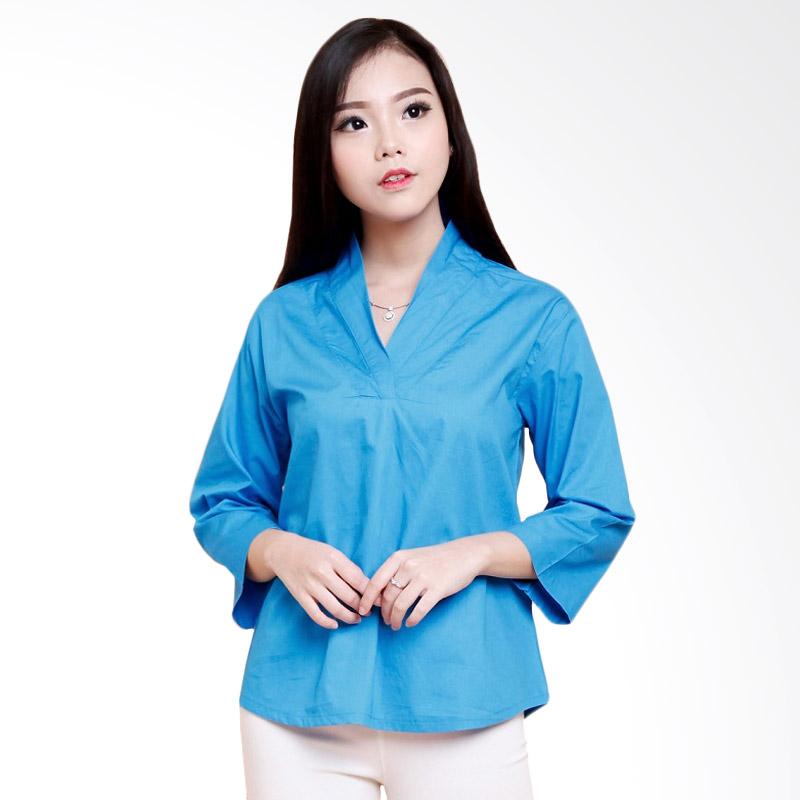 Noya Blouse Wanita V Neckline - Blue