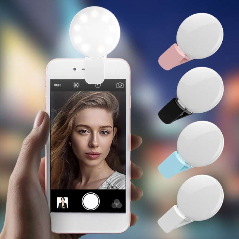 mini q portable selfie light led lamp clip lampu selfie jepit