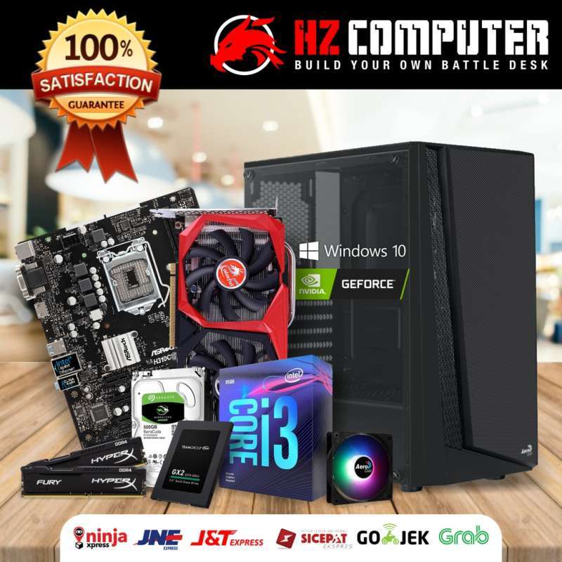 pc gaming design intel core i3 9100f ram 8gb ddr4 ssd hdd gtx 1650 4gb ready stock