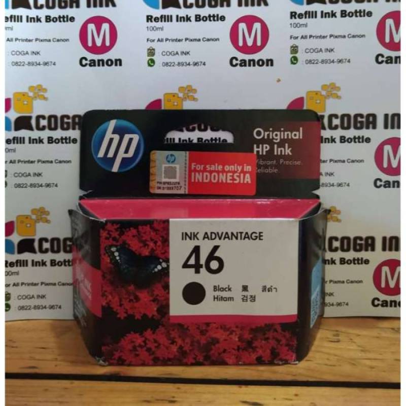 tinta catridge hp 46 black hitam baru original ink