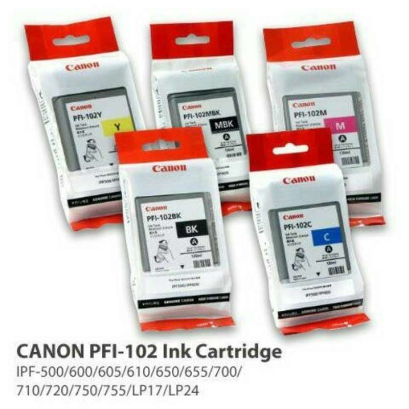 paket tinta canon 102 pfi series mbk bk c m y original
