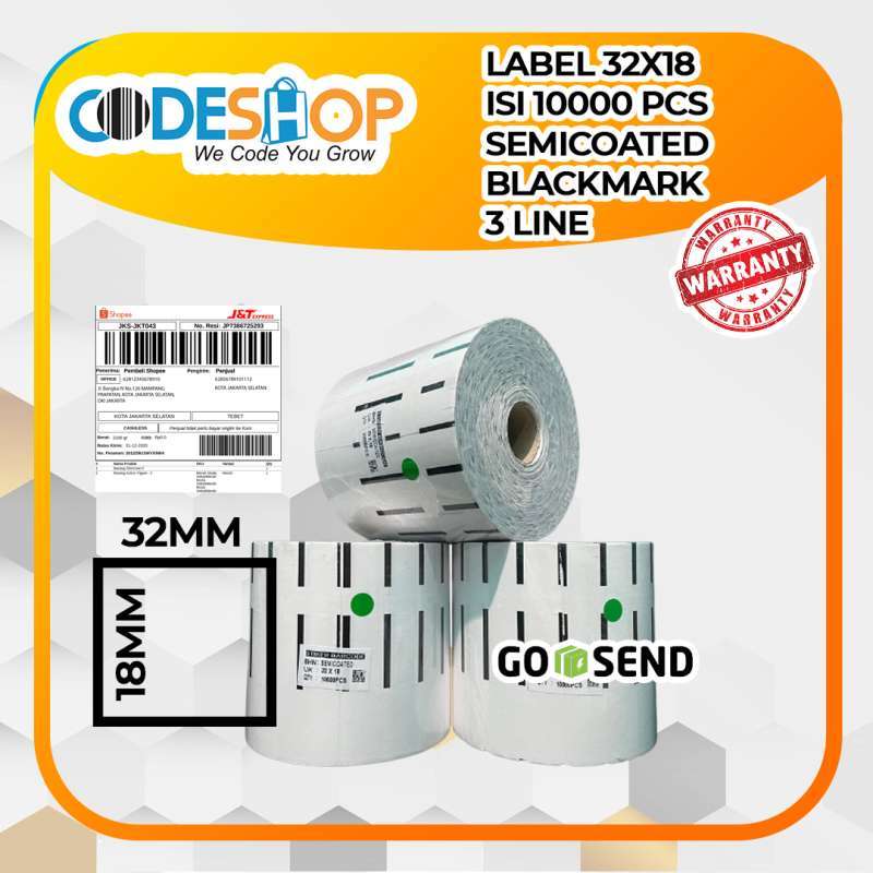 Stiker Label Semicoated Original ukuran 32X18 isi 10.00pcs 3 Line