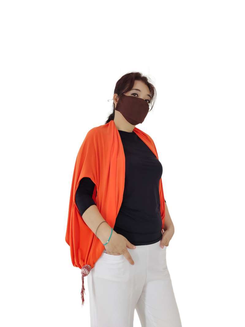 Outer Syal Mantel Scarf Leher Polos Scarf Jersey Bead Gesyal in Oren