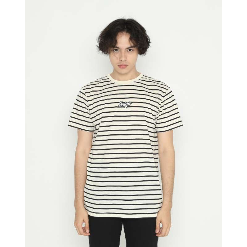 Jual T-Shirt Stripe Zoey Cream Black 