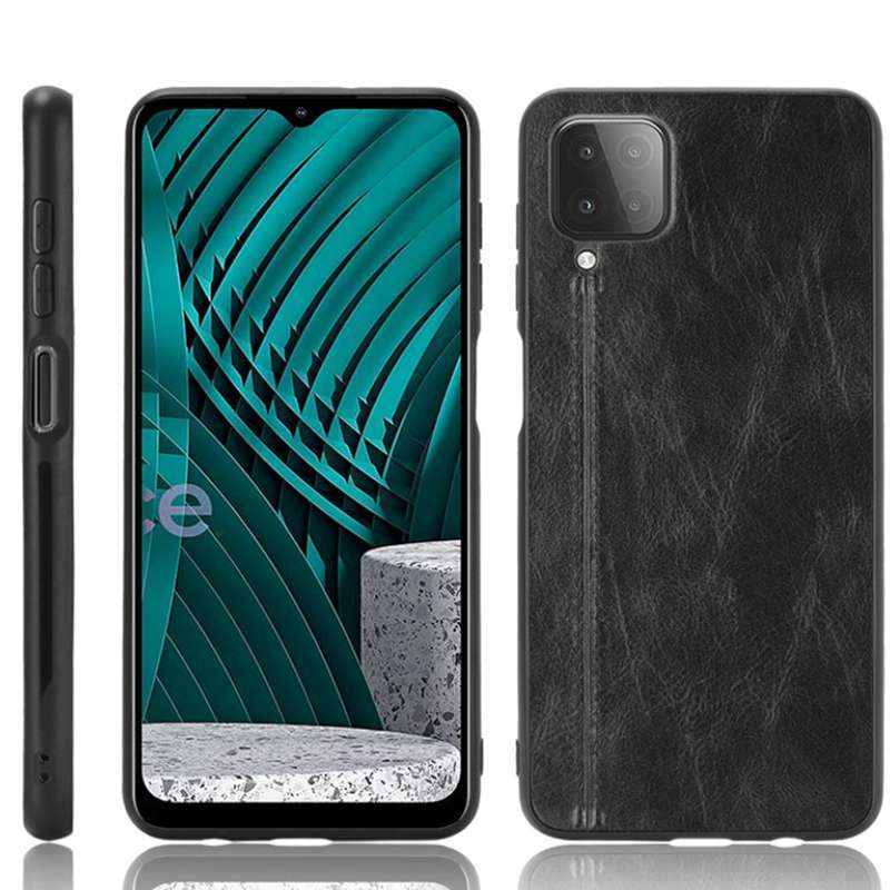 Case Samsung Galaxy A12 Samsung Galaxy M12 Car Line PU Leather Material  Slim Back Cover