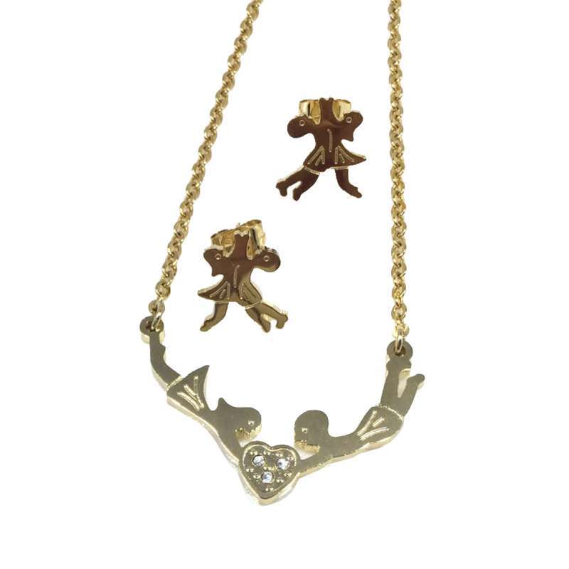 Promo Crystal Necklace Earrings Rose 