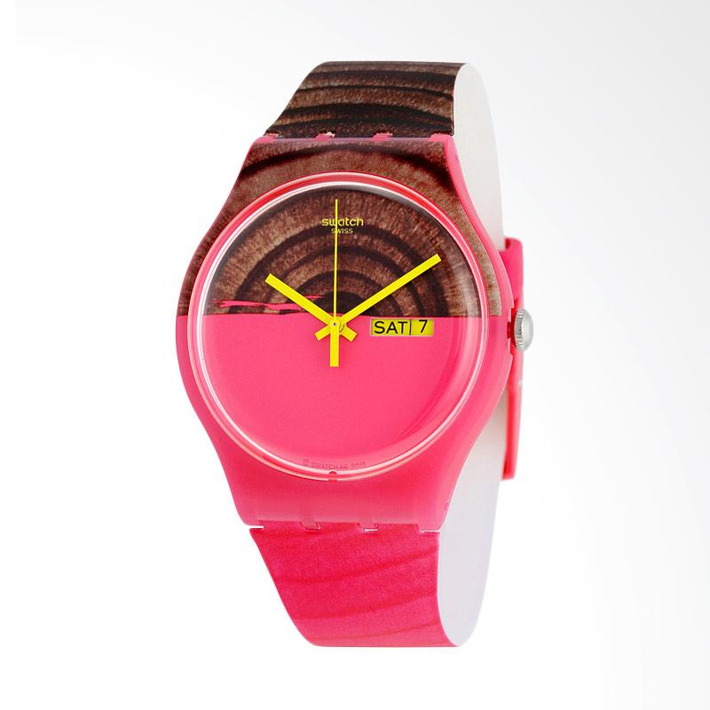 Swatch Suop703 Woodkid Bahan Tali Silikon Jam Tangan Wanita - Multicolor Brown Pink