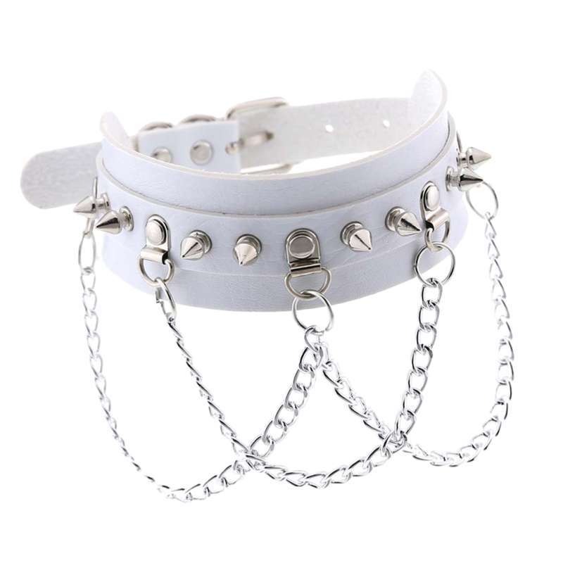 Spike Metal Chain Necklace Punk Jewelry 