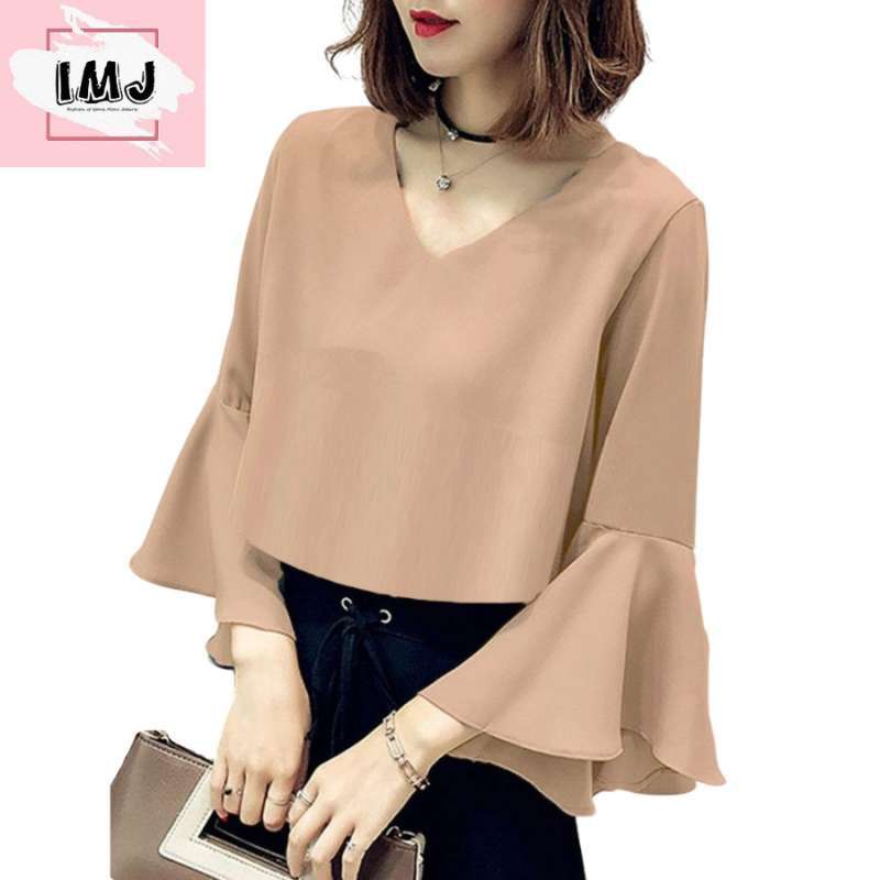 Jual Baju Atasan Wanita Terbaru Blouse Korean Style Blouse Wanita Lengan Panjang Import Imj Lesi Murah Mei 2021 Blibli
