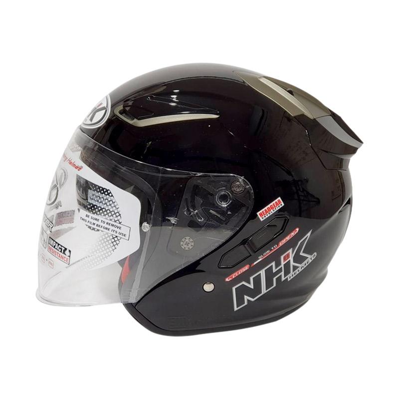 Jual Nhk R1 Double Visor Helm Half Face Solid Black M Di