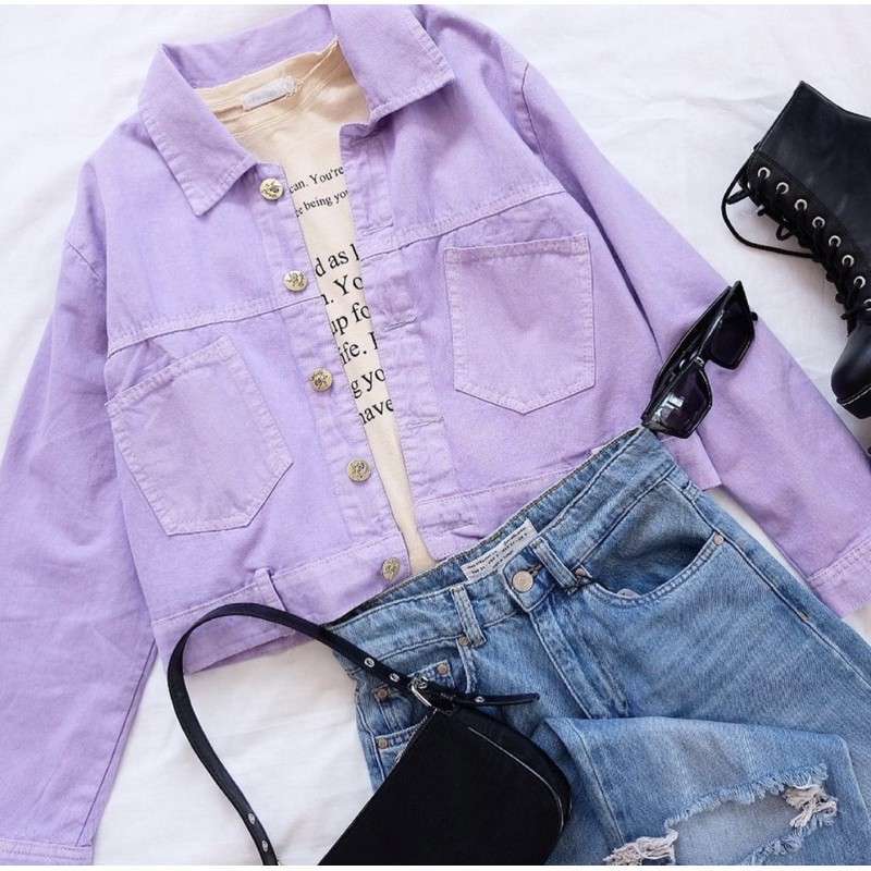 jaket jeans lilac