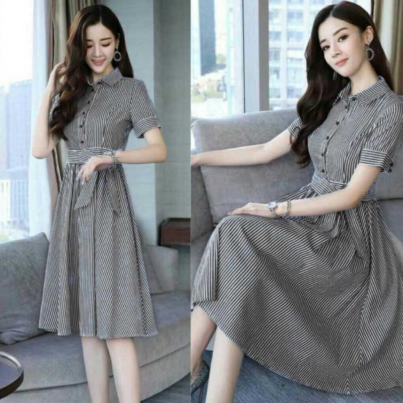 baju dress wanita lengan pendek merk md line