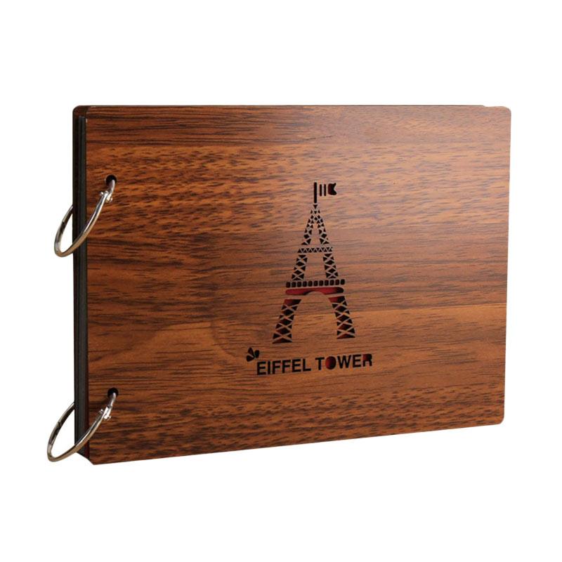 Bluelans 1 Pages Anniversary Scrapbook Vintage Black Cover Photo Album Book Wooden 8 Inch