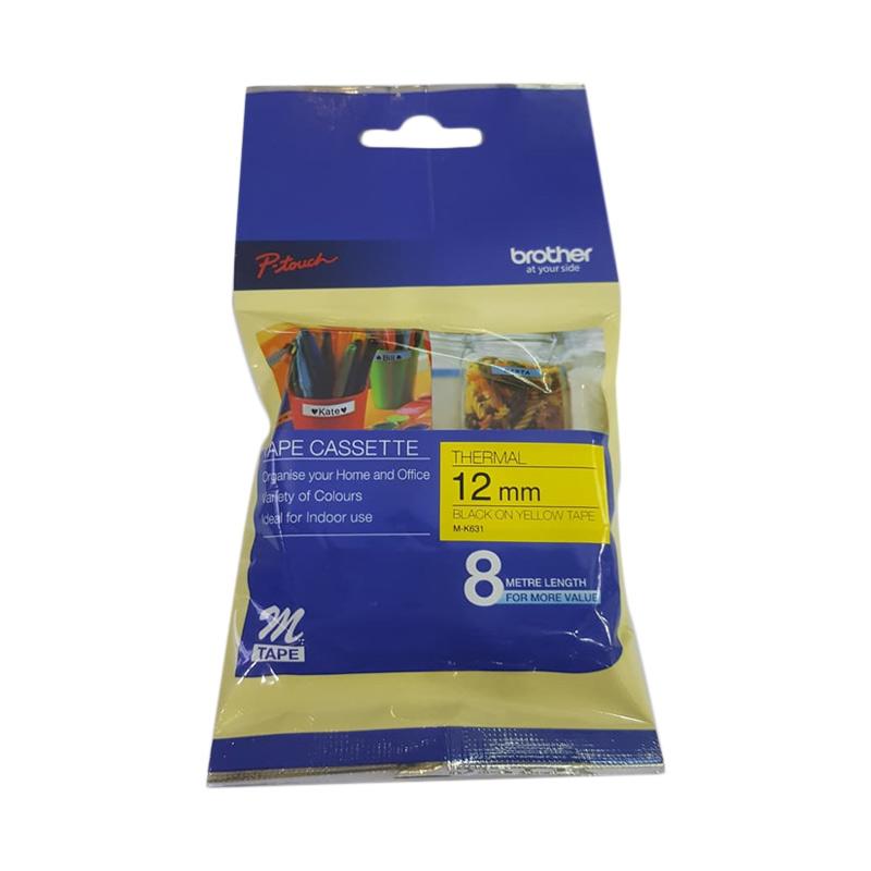 Brother M K631 Label Tapes For Brother P Touch Pt 90 Or Pt M95 Black On Yellow 12 Mm X 8 M