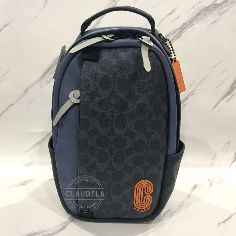 Jual COACH Edge Pack in Colorblock Signature Denim Blue Mist di