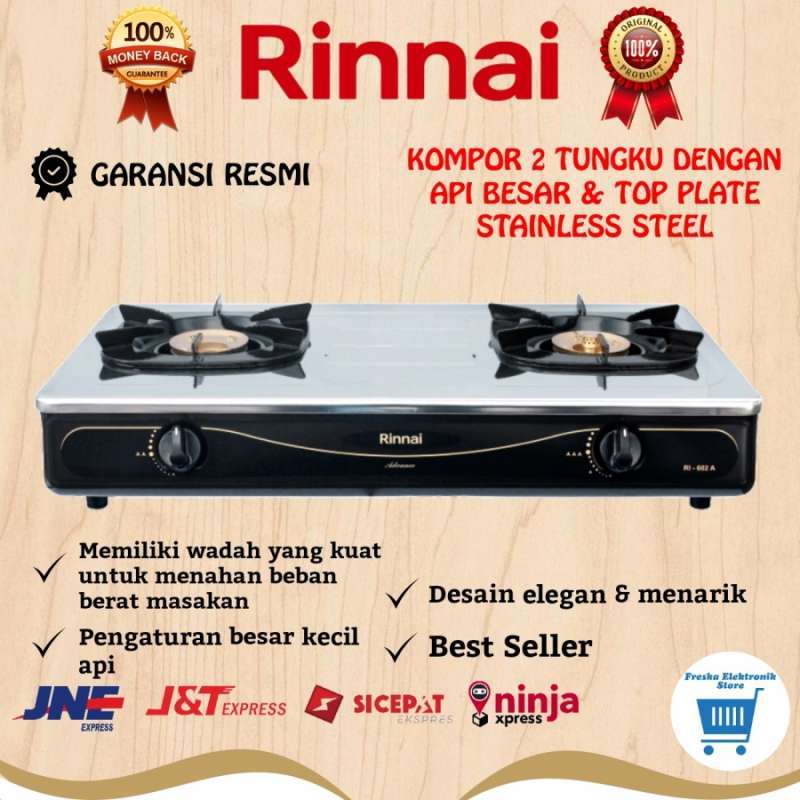Jual Kompor Gas 2 Tungku Rinnai RI 602A Stainless Steel [GARANSI RESMI] di  Seller Freska Elektronik Store - Karet Kuningan, Kota Jakarta Selatan |  Blibli