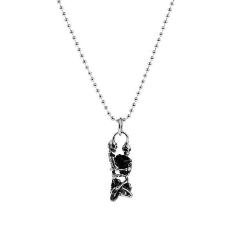 Promo 2xPunk Skull Hug Pendant Necklace 