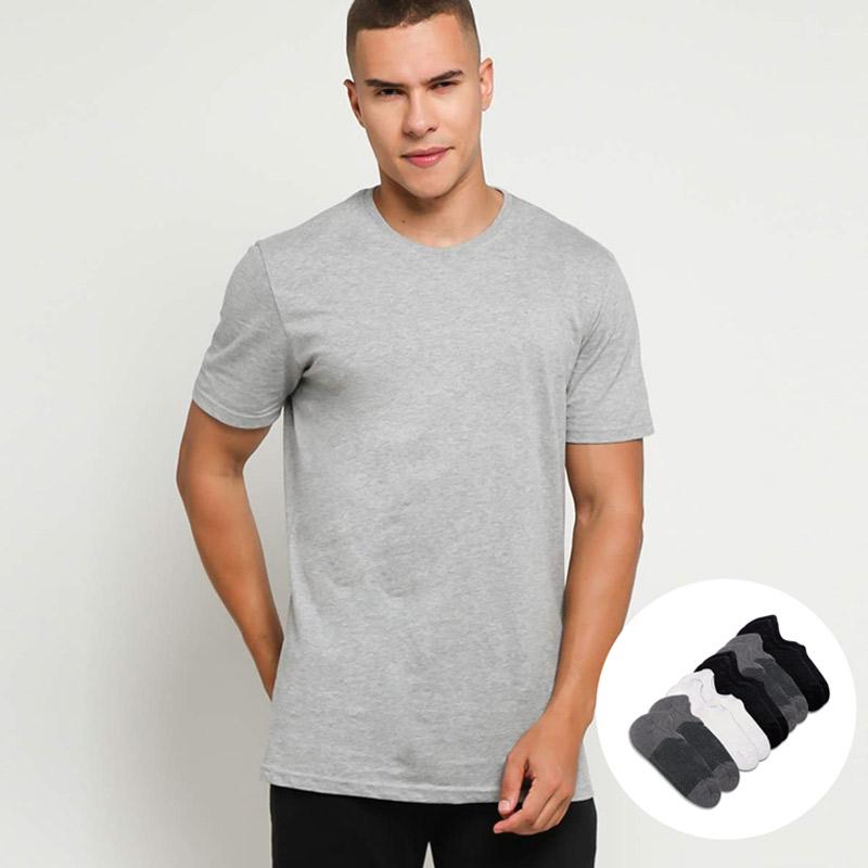 Pcs Kaos T-shirt Pria + Low Cut Socks 