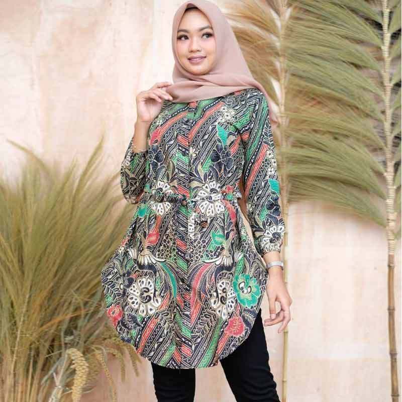 Jual Batik Sri Tali Pinggang Tunik Batik Wanita - Green Di Seller Batik Sri  - Jetis, Kab. Sukoharjo | Blibli