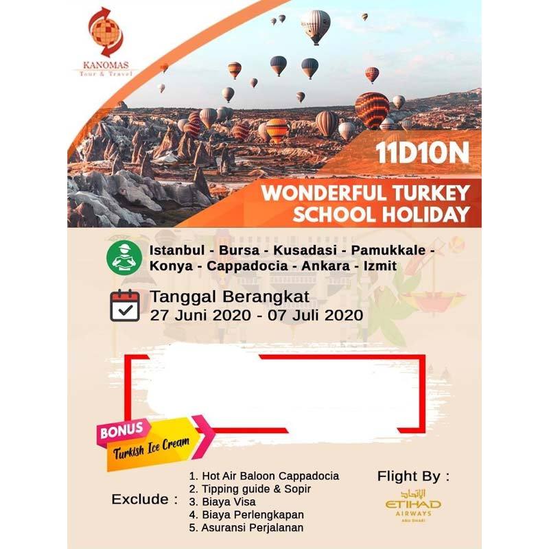 Jual Kanomas Wonderful Turkey School Holiday Tour Luar Negeri 11d10n Online Desember 2020 Blibli