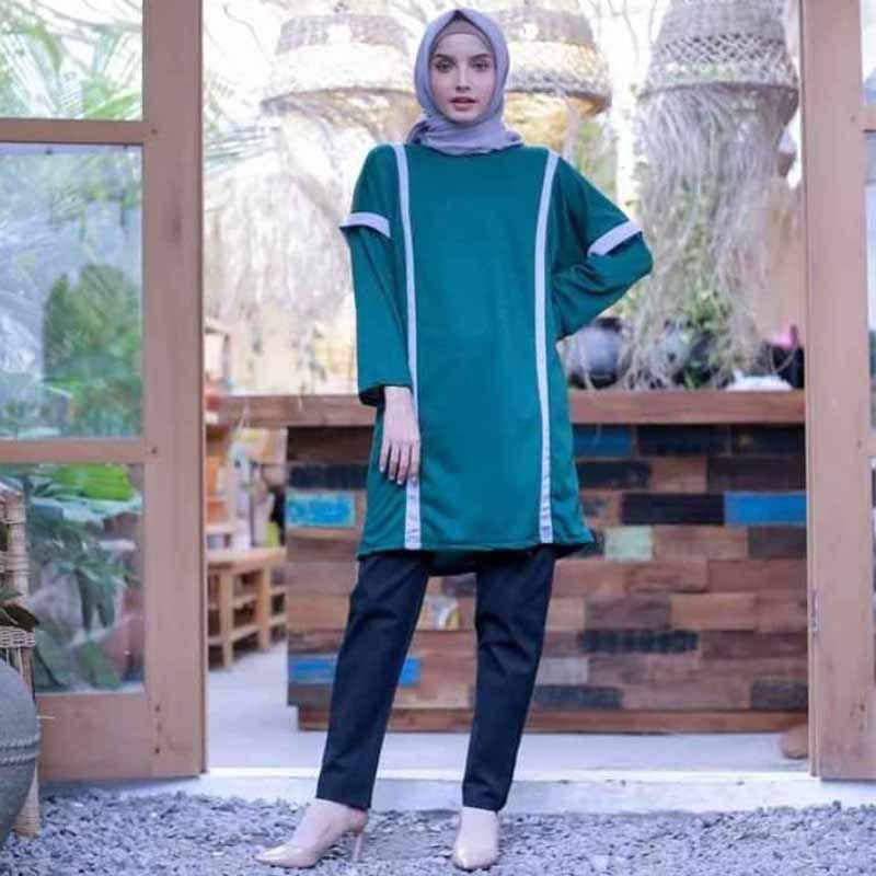 Jual Mybamus M15422 R94s4 Two Tone Vaya Tunic Jungle Green Tunik Muslim Wanita Online November 2020 Blibli