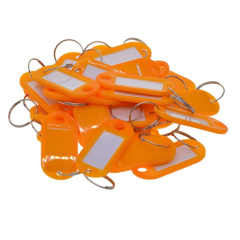 50x PLASTIC ASSORTED KEY RINGS COLOURED PLASTIC ID TAGS NAME LABEL FOB BIG