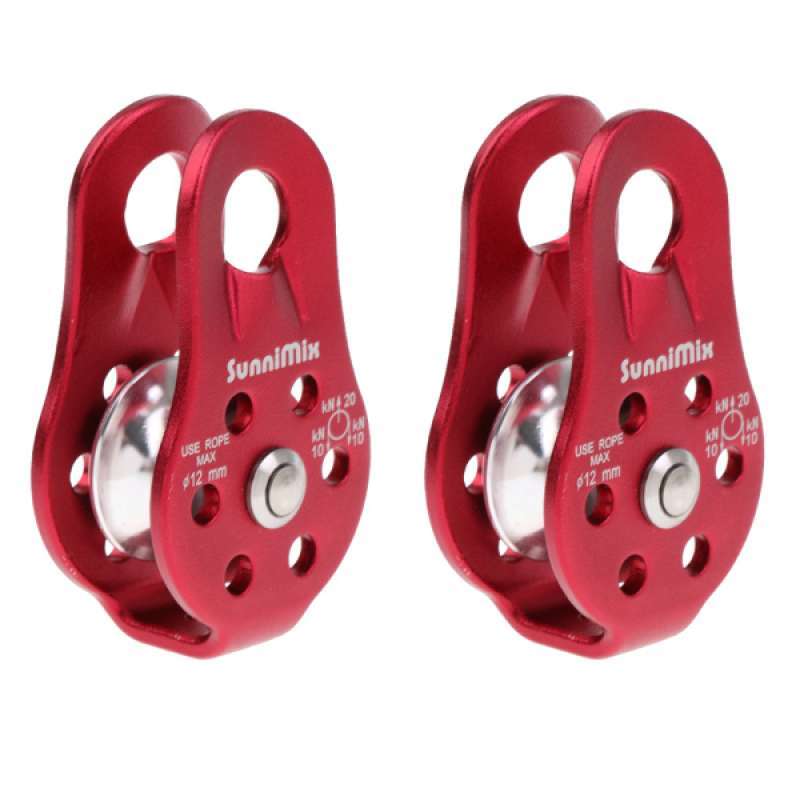 2 Pieces/Set 20KN General Purpose Fixed Side Climbing Pulley for 8-12mm Rope 