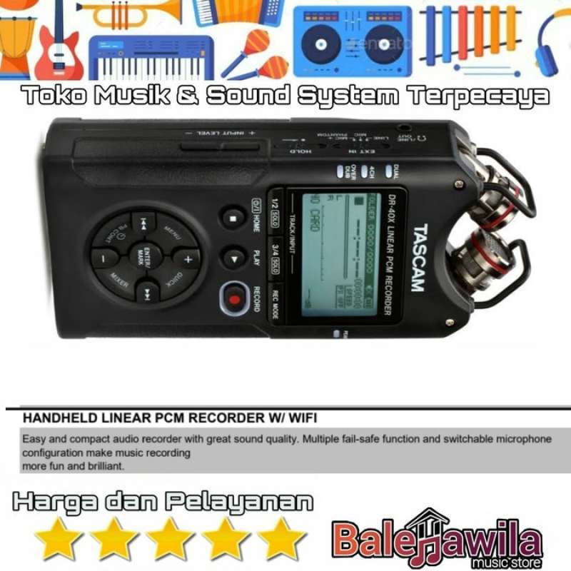 Jual Audio Recorder And Usb Audio Interface Tascam Dr40x Dr 40x Original Tascam Dr 40x 4 Channel Handheld Recorder Original Online November 2020 Blibli