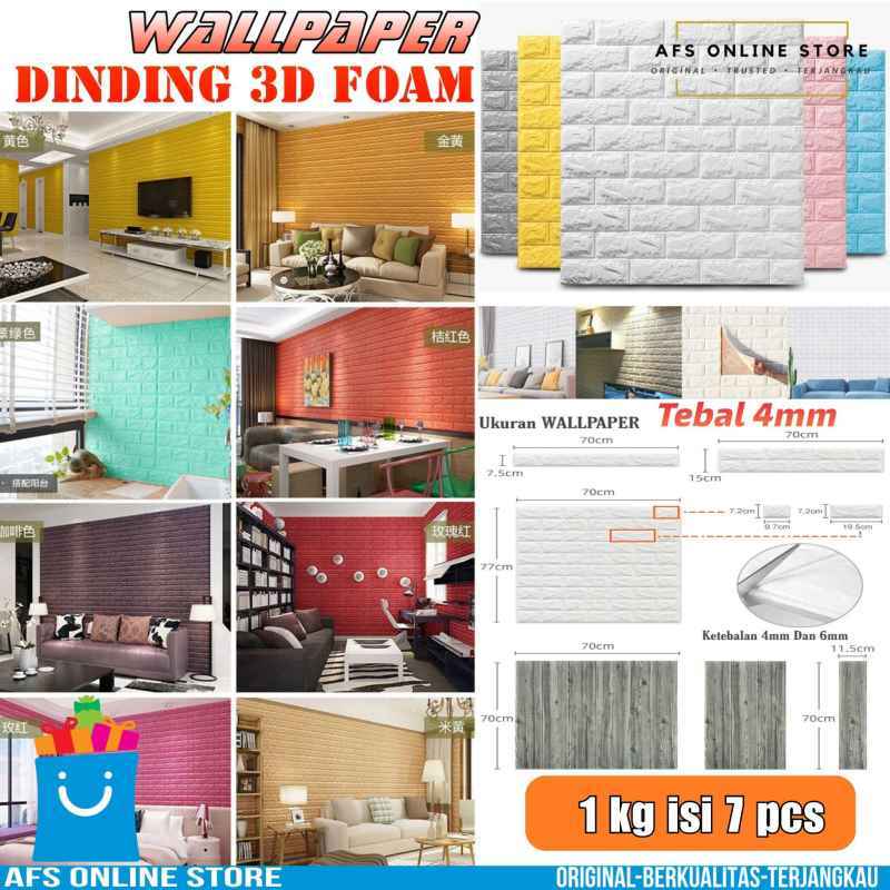 Jual Wallpaper Foam 3d Wallpaper Dinding Bata Stiker Dinding Tebal 4mm Dan 6mm Uk70 77cm 12 Warna Pilihan Online Februari 2021 Blibli