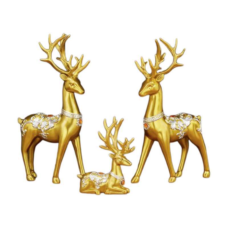Promo 3pcs/4pcs Deer Statue Elk Sculpture Figurine Home Living Room Decor Golden Home Decorations New Year Birthday Gifts di Seller Homyl - China | Blibli