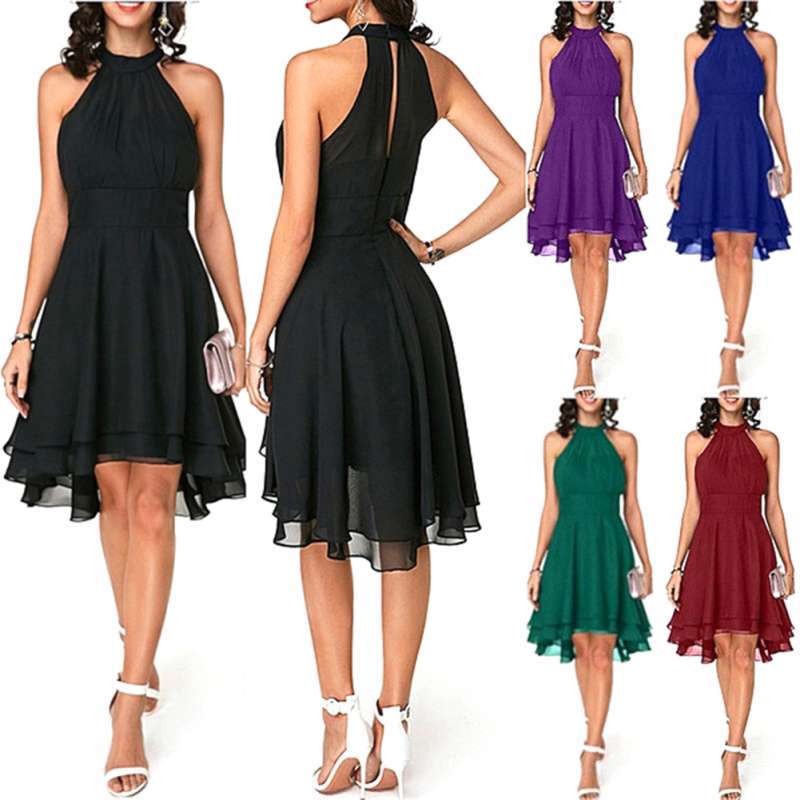 Zipper Asymmetric Layered Midi Dress 