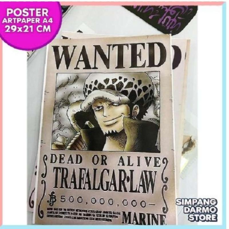 Jual Poster One Piece Buronan Travalgar Law Docter Bedah Bajak Laut Wanted Bounty Terbaru Straw Hat A4 Terbaru Juni 2021 Blibli