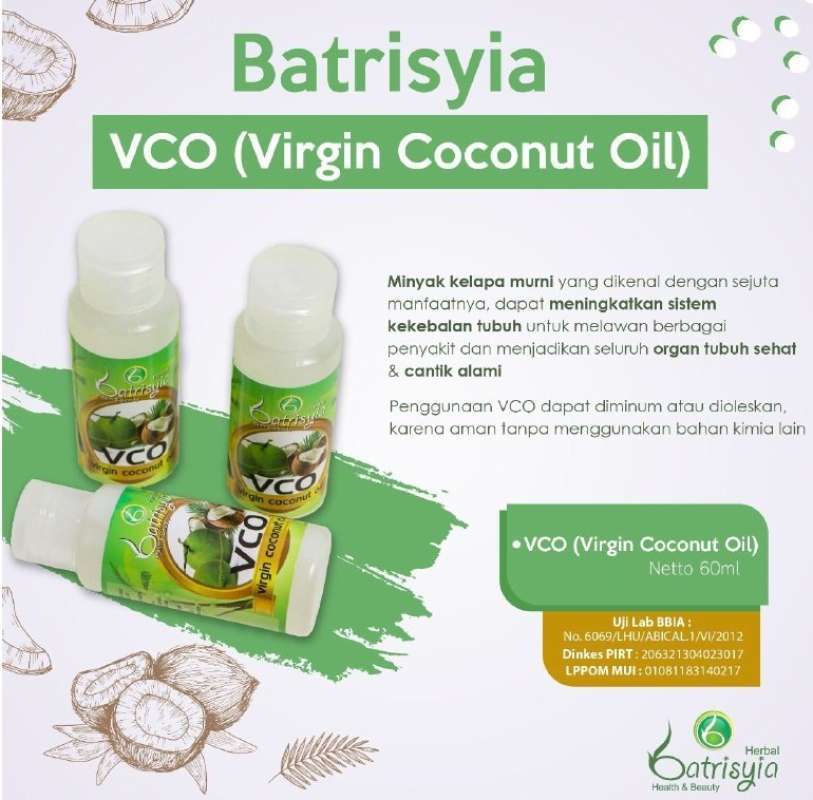 Jual Batrisyia Herbal Virgin Coconut Oil Vco 60 Ml Terbaru Juli 2021  Jual Batrisyia Herbal Virgin Coconut Oil Vco 60 Ml Terbaru Juli 2021