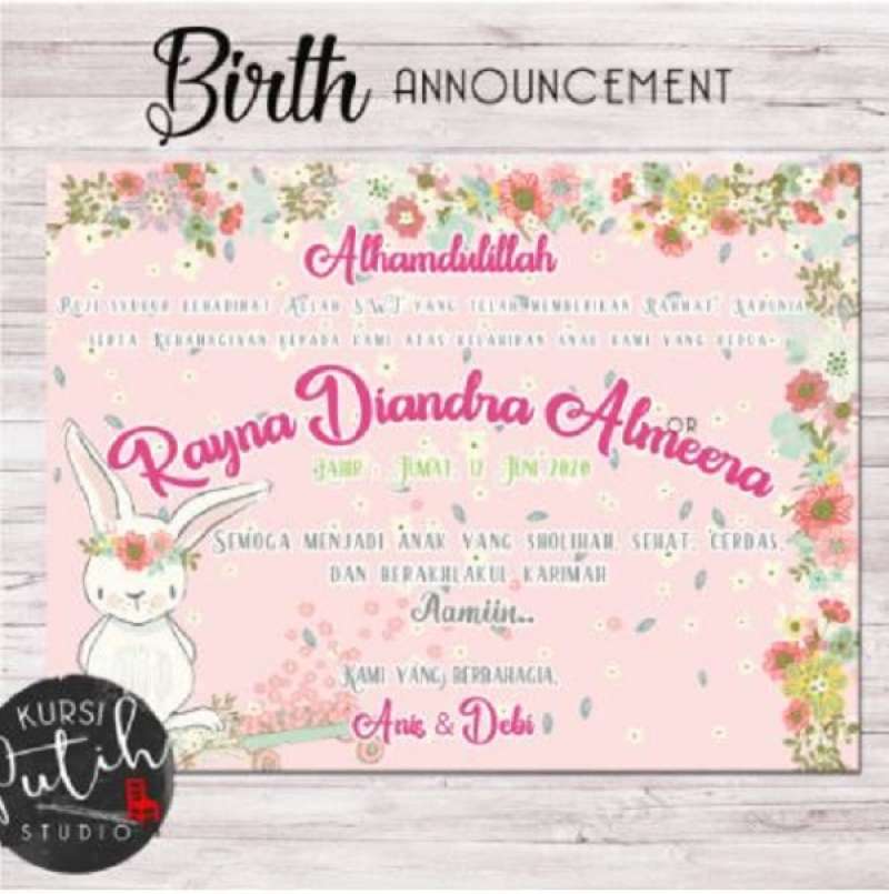Jual Kartu Ucapan Kelahiran Bayi Aqiqah Birth Announcement Khitanan 1 Terbaru Juli 2021 