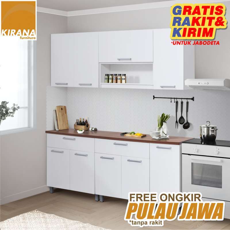 Kirana Kitchen Set Indiana Lemari Kabinet Dapur Rak Dapur 2 Meter Putih Terbaru Agustus 2021 Harga Murah Kualitas Terjamin Blibli
