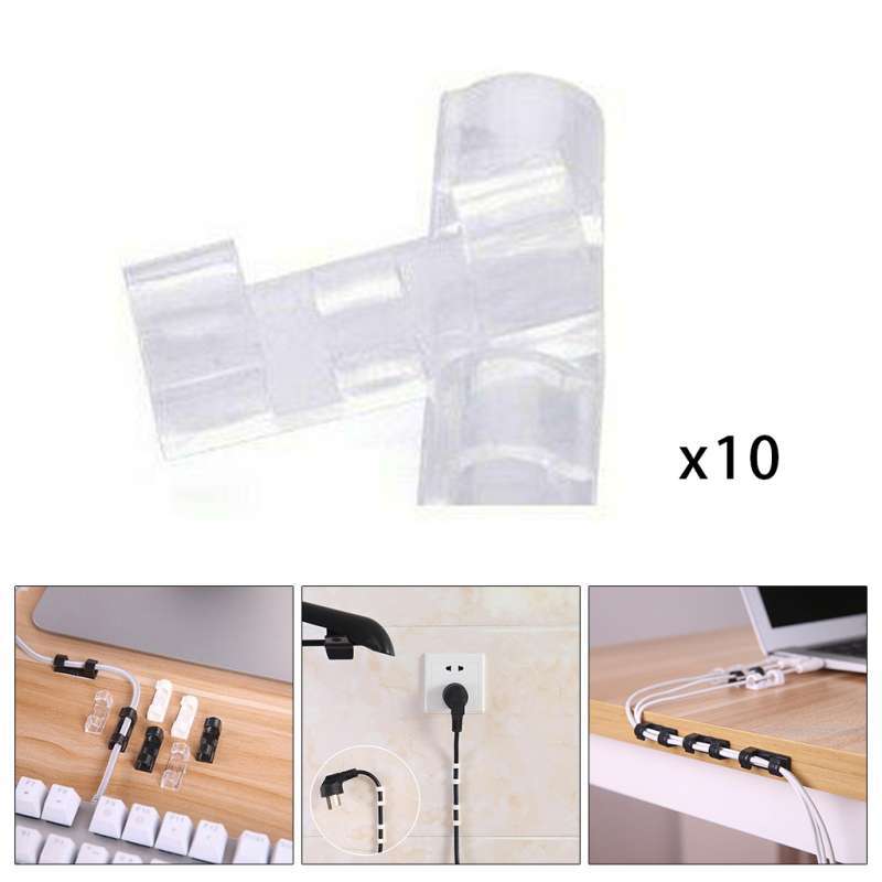 20pcs Cable Clips Self-Adhesive Cord Management Wire Wall Holder Organizer Clamp 