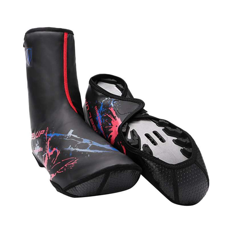 Waterproof Cycling Overshoes PU+Fleece Windproof Shoe Cover Thermal Waterproof 