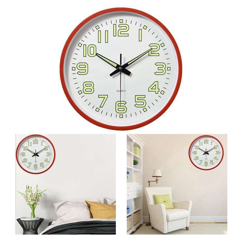 Promo Modern Night Light Wall Clock Quartz Clocks For Bedroom Red Di Er Homyl China Blibli Wall Clock Quartz Clocks, Lighted Wall Clock For Bedroom