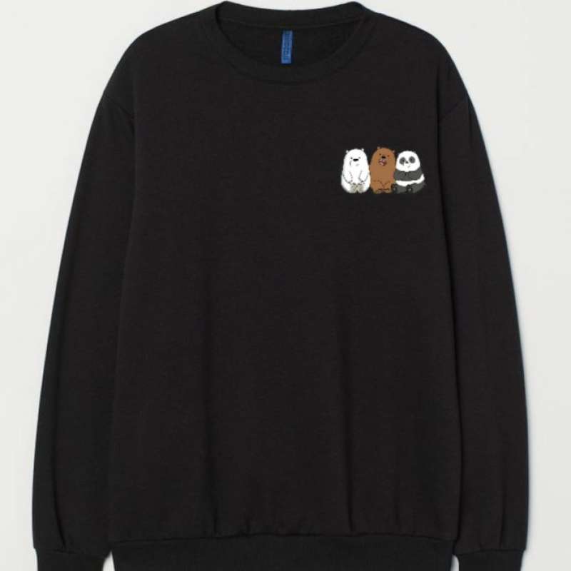 Jual Sweater Basic Crewneck Bare Bears Logo Dada Kiri Unisex di