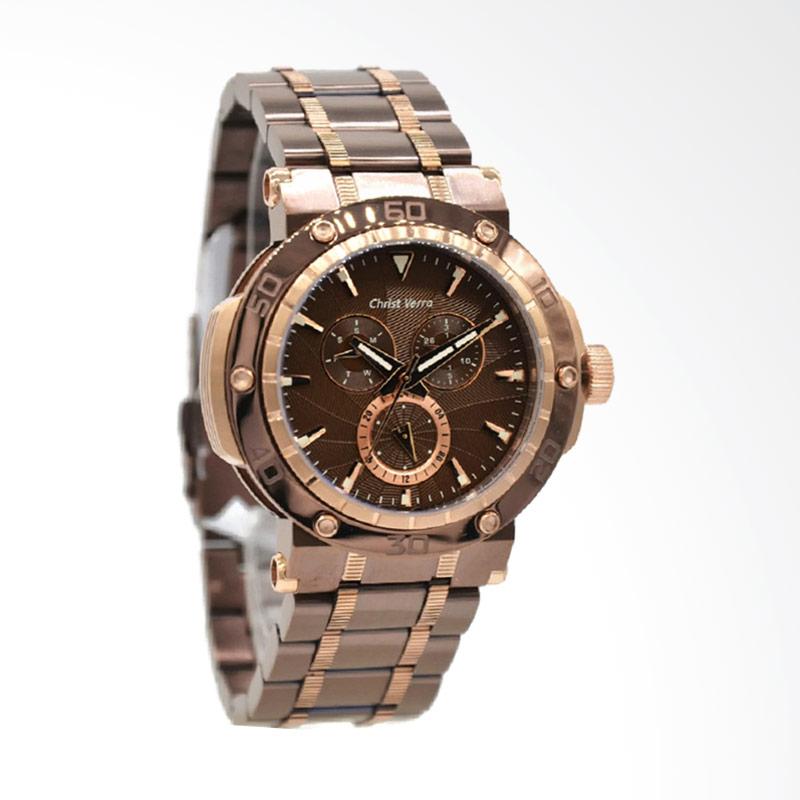 Christ Verra Jam Tangan Pria - Coklat Rosegold 52283G-19